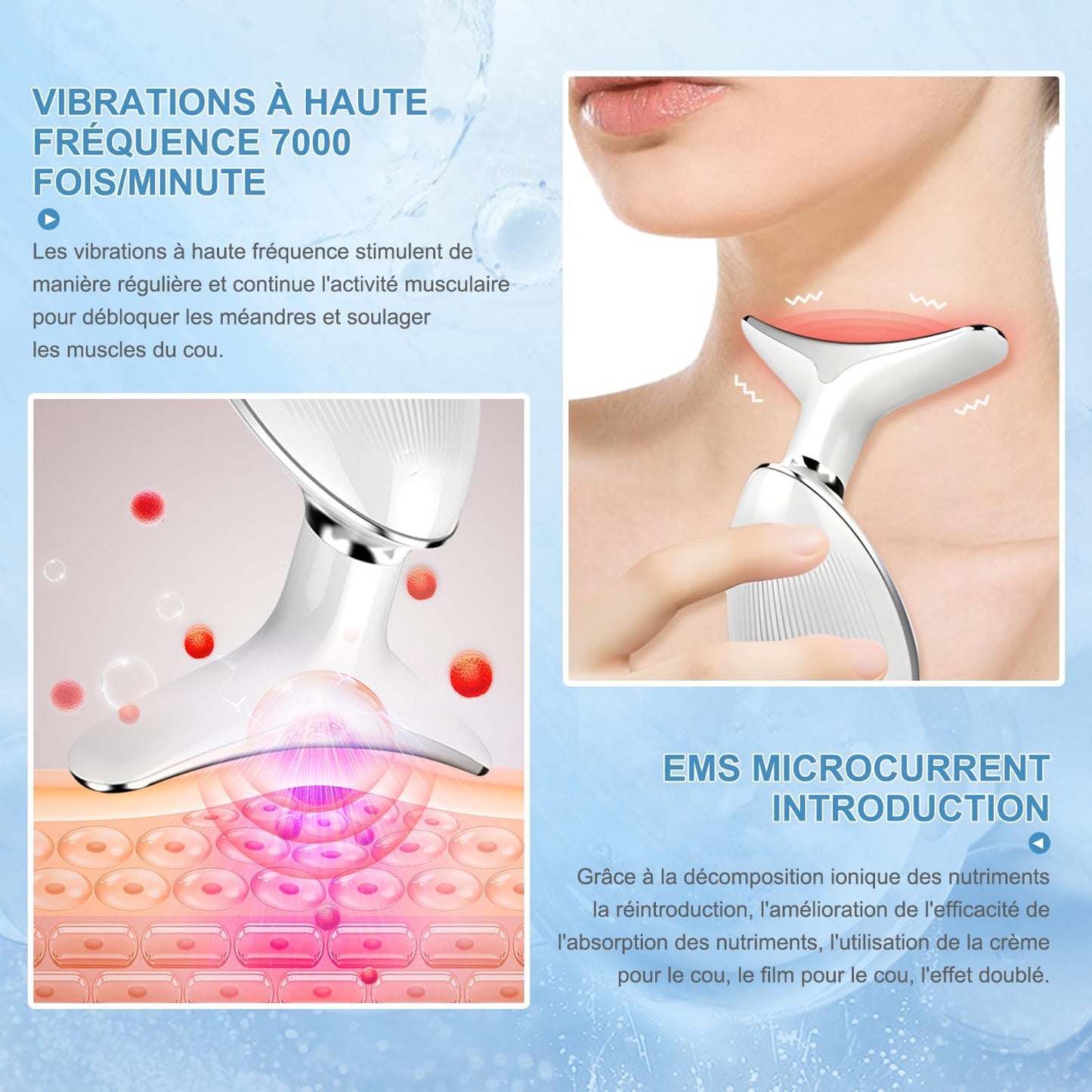 Appareil Anti Rides Visage, 7 Couleurs de Massage Visage, 3 Modes cou Appareil de Raffermissement du Visage